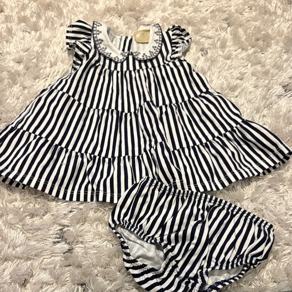 Adorable Striped Navy and White Dress Set for Kids